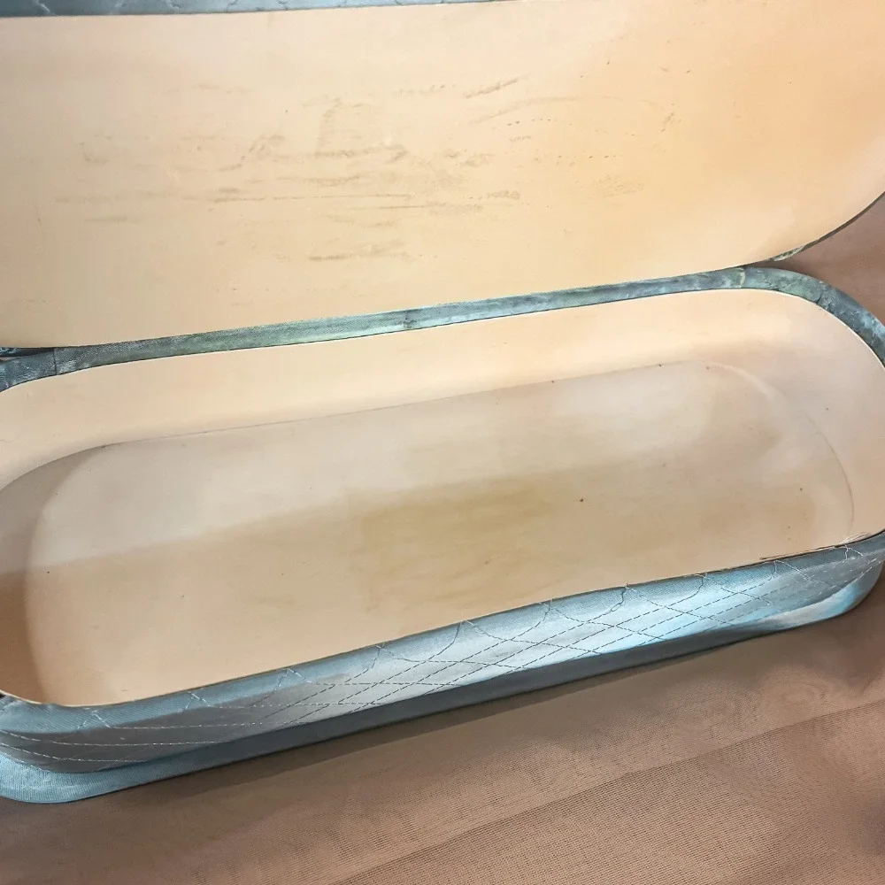 Blue Quilted‎ Satin Glove Box
